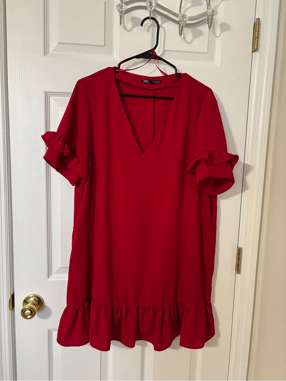 Zara Vibrant Red Sleeveless Dress with Tie Straps